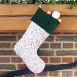 Floral Christmas Stocking Made With Liberty Tana Lawn Phoebe, Personalised Embroidered Name - thumbnail 3
