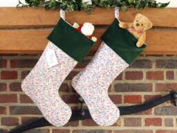 Floral Christmas Stocking Made With Liberty Tana Lawn Phoebe, Personalised Embroidered Name