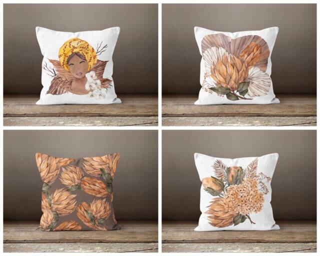 Face Cushion Cover-Housewarming Pillow Case-Decorative Cover-Floral Case-Gift For Her Cushion-Handmade Material - image 1