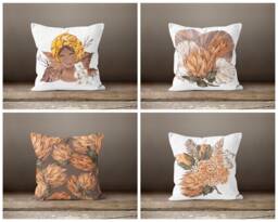 Face Cushion Cover-Housewarming Pillow Case-Decorative Cover-Floral Case-Gift For Her Cushion-Handmade Material