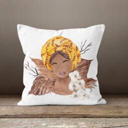 Face Cushion Cover-Housewarming Pillow Case-Decorative Cover-Floral Case-Gift For Her Cushion-Handmade Material - thumbnail 2