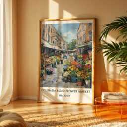 Columbia Road Flower Market Poster, Hackney London Wall Art Print - Gouache Painting - thumbnail 3