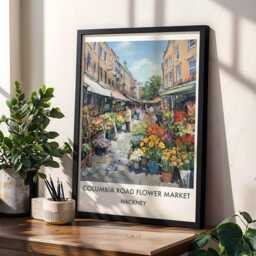Columbia Road Flower Market Poster, Hackney London Wall Art Print - Gouache Painting - thumbnail 2
