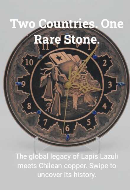 Copper & Lapis Lazuli Wall Clock - Handmade Chilean Home Decor - image 1