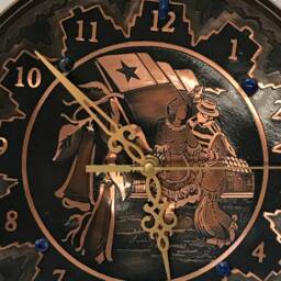 Copper & Lapis Lazuli Wall Clock - Handmade Chilean Home Decor - thumbnail 4