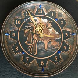 Copper & Lapis Lazuli Wall Clock - Handmade Chilean Home Decor - thumbnail 3