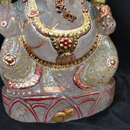 Crystal Quartz Ganesha Statue - Sphatik Lord Ganesh Idol Divine Spiritual Gift Altar Meditation Decor - thumbnail 4
