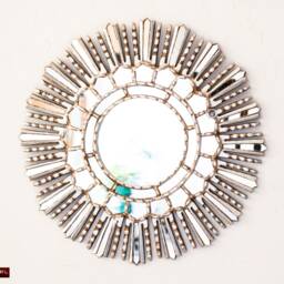 "Silver Sunburst Mirrors 17.7In, Accent Hand-Carved Round Mirror ""Silver Sun" - thumbnail 2
