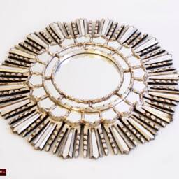 "Silver Sunburst Mirrors 17.7In, Accent Hand-Carved Round Mirror ""Silver Sun" - thumbnail 3