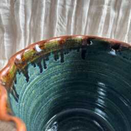 Earth Scalloped Planter, Handmade Glazed Pot, Black Plant Large Vessel, Unique British Gift, Handcrafted Pots - thumbnail 3