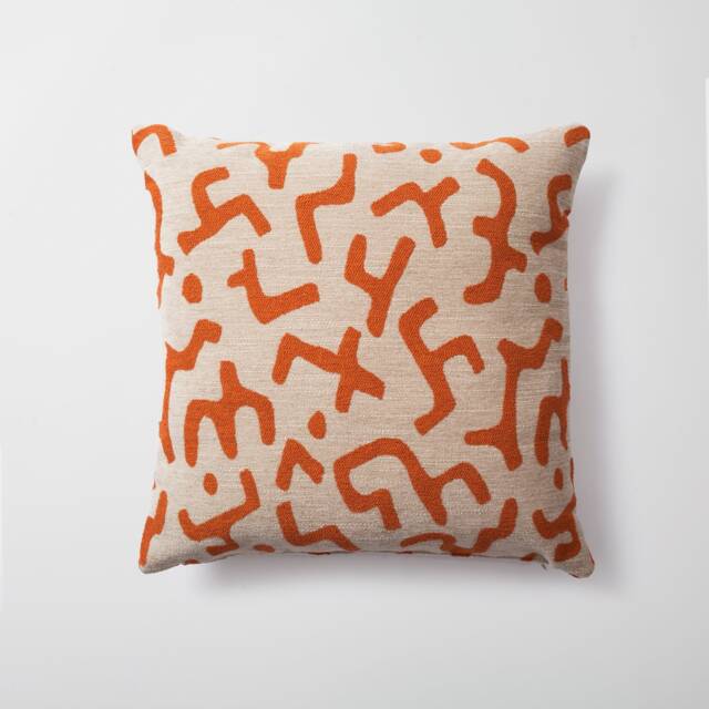 African Mudcloth Pillow Cover Burnt Orange Jacquard Woven Sofa Pillowcase - 20x20 In - image 1