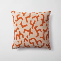 African Mudcloth Pillow Cover Burnt Orange Jacquard Woven Sofa Pillowcase - 20x20 In - thumbnail 1