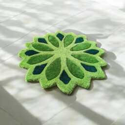 Green Carpet Handmade Living Room Flower Shape Mandala Mother's Day Gift Girlfriend Decoration House Children's Bedside - thumbnail 2