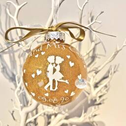 Just Married Christmas Bauble, Our First Ornament 2025, Newlywed Personalised Wedding Winter Gift - thumbnail 4
