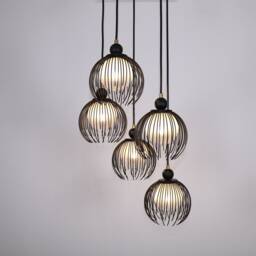 Black Pendant Chandelier, Light, Minimal Mid Century Elongated Lamp, Hanging Unique Home Decor - thumbnail 3