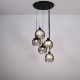 Black Pendant Chandelier, Light, Minimal Mid Century Elongated Lamp, Hanging Unique Home Decor - thumbnail 2