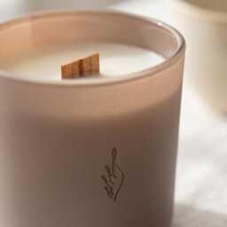 Amethyst Soy Candle, Wooden Wick Aromatherapy, Citrus Ginger Turmeric, Woman Owned Nurture - thumbnail 2