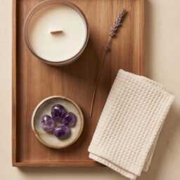 Amethyst Soy Candle, Wooden Wick Aromatherapy, Citrus Ginger Turmeric, Woman Owned Nurture - thumbnail 4