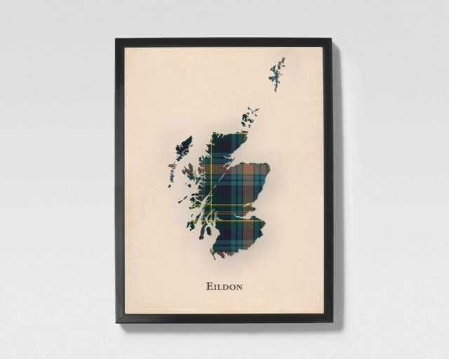 Clan Eildon Scottish Tartan Map - Of Scotland Family Wall Decor, Ready To Hang - image 1
