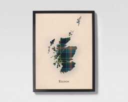 Clan Eildon Scottish Tartan Map - Of Scotland Family Wall Decor, Ready To Hang - thumbnail 1
