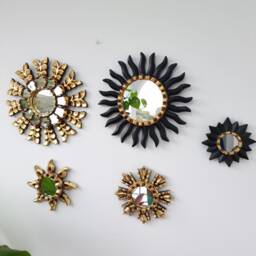 Sol Black Anthracite -Interior Decoration - Wall Mirror Home Decorative Mirrors -Peruvian Peruvian Handicrafts - thumbnail 2