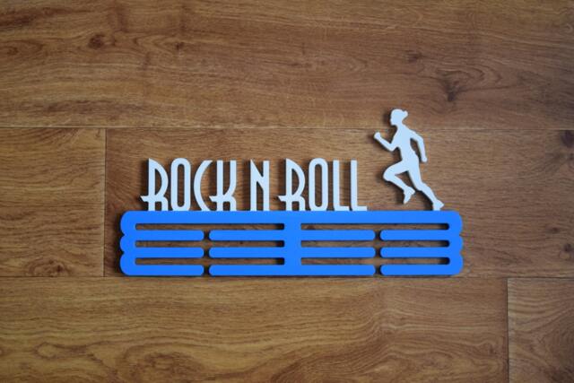 Running Gift For Sport Personalized Text Field Medal Holder Race Bib Display Custom Hanger Wood Wall Decor Him Rock N Roll - image 1