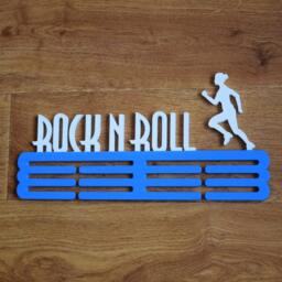 Running Gift For Sport Personalized Text Field Medal Holder Race Bib Display Custom Hanger Wood Wall Decor Him Rock N Roll - thumbnail 2