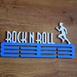 Running Gift For Sport Personalized Text Field Medal Holder Race Bib Display Custom Hanger Wood Wall Decor Him Rock N Roll - thumbnail 3