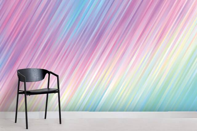Rainbow Lines 3D Wallpaper, Pastel Wall Mural, Peel & Stick - image 1