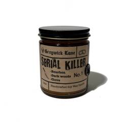 Serial Killer True Crime Candle - Bourbon & Clove Dark Gothic Decor Horror Podcast Fan Gift Earthy Woody Scent, 9Oz Amber Jar - thumbnail 3