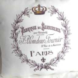 French Themed Pillow With Paris Label & Gold Crown - thumbnail 2
