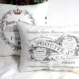 French Themed Pillow With Paris Label & Gold Crown - thumbnail 3