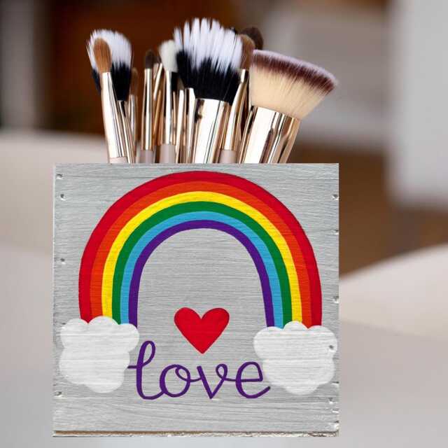 Rainbow Wood Planter Box - Personalized Rustic Organizer - image 1