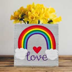 Rainbow Wood Planter Box - Personalized Rustic Organizer - thumbnail 2