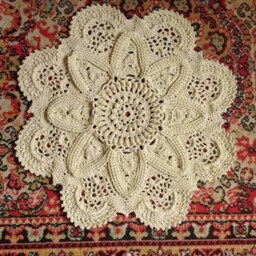 Handmade Crochet Rug Textured Lace Carpet, Cream White - 32 In - thumbnail 3