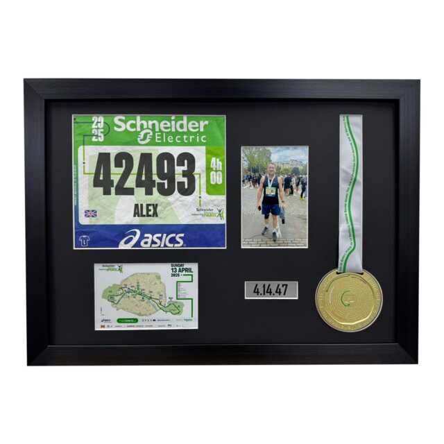 Paris Marathon Medal Frame 2025, Bib Photo Display Diy Large 3D Shadow Box - image 1