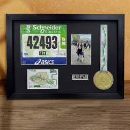 Paris Marathon Medal Frame 2025, Bib Photo Display Diy Large 3D Shadow Box - thumbnail 2