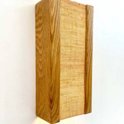 Oak & Raffia Wall Sconce Handmade Wooden Lamp. Plug-In Option. Usa Duties Paid - thumbnail 3