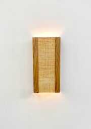Oak & Raffia Wall Sconce Handmade Wooden Lamp. Plug-In Option. Usa Duties Paid - thumbnail 1