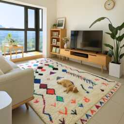 Custom Beni Ourain Wool Rug, Abstract Berber Moroccan Carpet - thumbnail 2