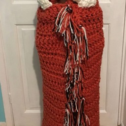 Chunky Crochet Hooded Fox Blanket - Woodland Animal Throw, UK Handmade Cosy Wearable - thumbnail 4