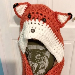 Chunky Crochet Hooded Fox Blanket - Woodland Animal Throw, UK Handmade Cosy Wearable - thumbnail 2
