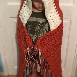 Chunky Crochet Hooded Fox Blanket - Woodland Animal Throw, UK Handmade Cosy Wearable - thumbnail 3