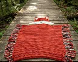 Chunky Crochet Hooded Fox Blanket - Woodland Animal Throw, UK Handmade Cosy Wearable
