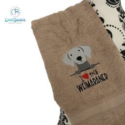 Weimaraner Dog Towel - Personalised Face Cloth/Hand Bath Embroidered