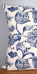 Blue Floral Cushion Cover, Botanical Pattern, Scandinavian Cotton Fabric, 40cm To 50cm Square, Handmade By Vivid Shades - thumbnail 2