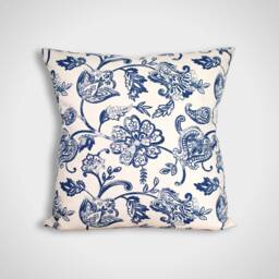 Blue Floral Cushion Cover, Botanical Pattern, Scandinavian Cotton Fabric, 40cm To 50cm Square, Handmade By Vivid Shades - thumbnail 1