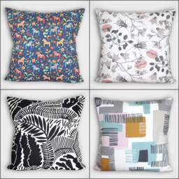 Blue & White Floral Cushion Cover, Scandinavian Fabric, Botanical Pattern, Handmade Home Decor - thumbnail 4