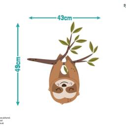 Sloths & Rainbows Wall Sticker, Jungle Stickers, Safari Sloth Decal, Themed Room - thumbnail 3