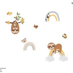 Sloths & Rainbows Wall Sticker, Jungle Stickers, Safari Sloth Decal, Themed Room - thumbnail 2